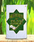 Keep Calm & Play Golf-Microfiber Golf Towel w/Grommet and Hook