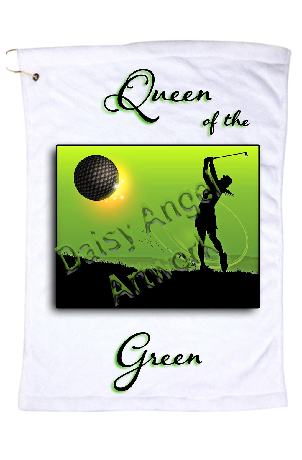 Queen of the Green-Microfiber Golf Towel w/Grommet and Hook