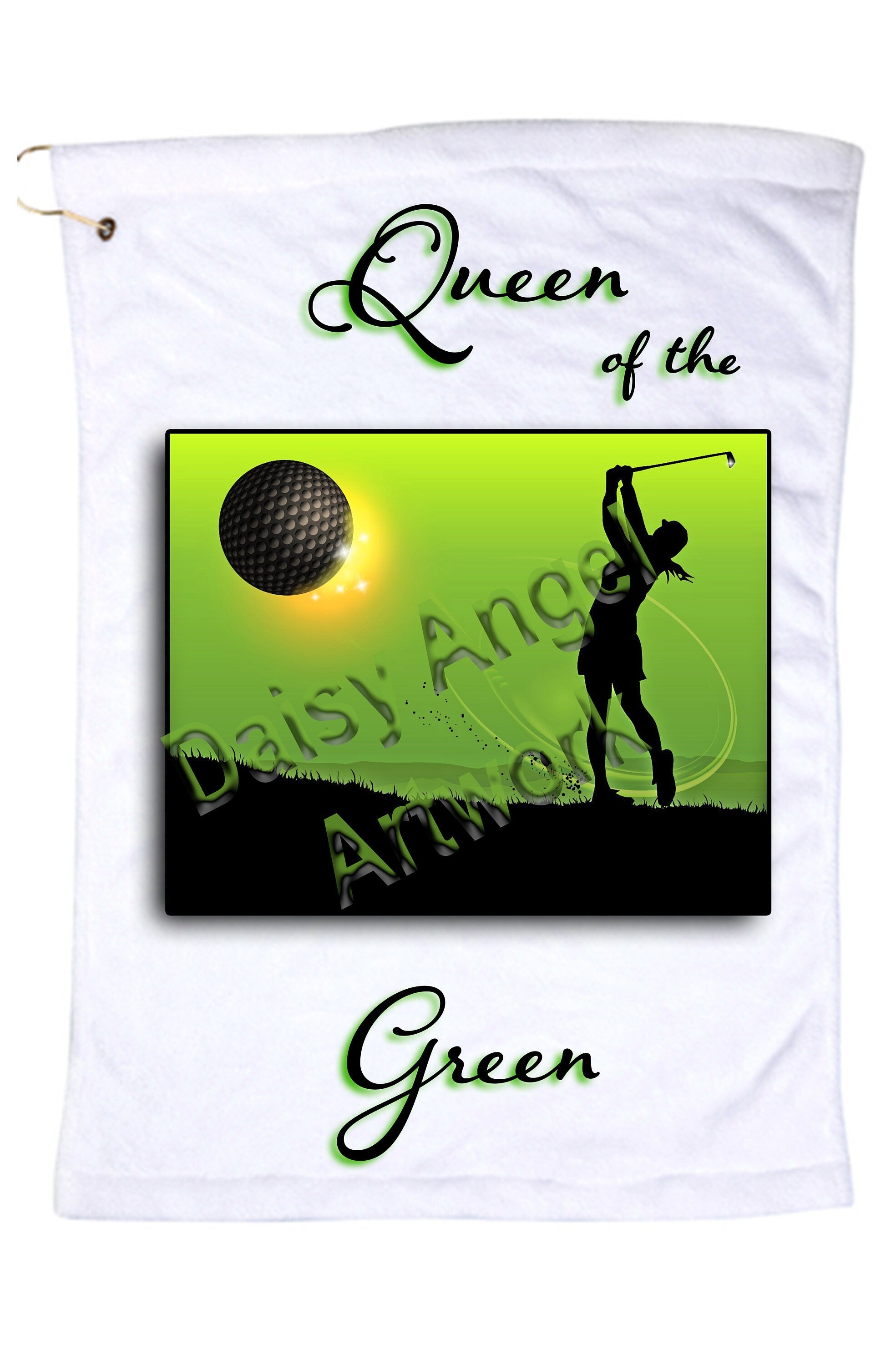 Queen of the Green-Microfiber Golf Towel w/Grommet and Hook
