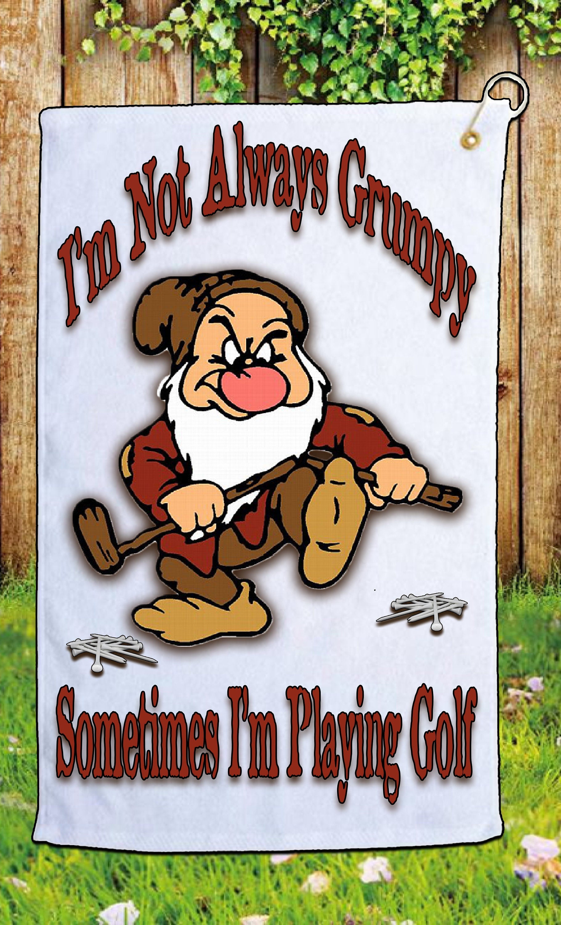 I'm Not Always Grumpy Sometimes I'm Playing Golf-Microfiber Golf Towel w/Grommet and Hook