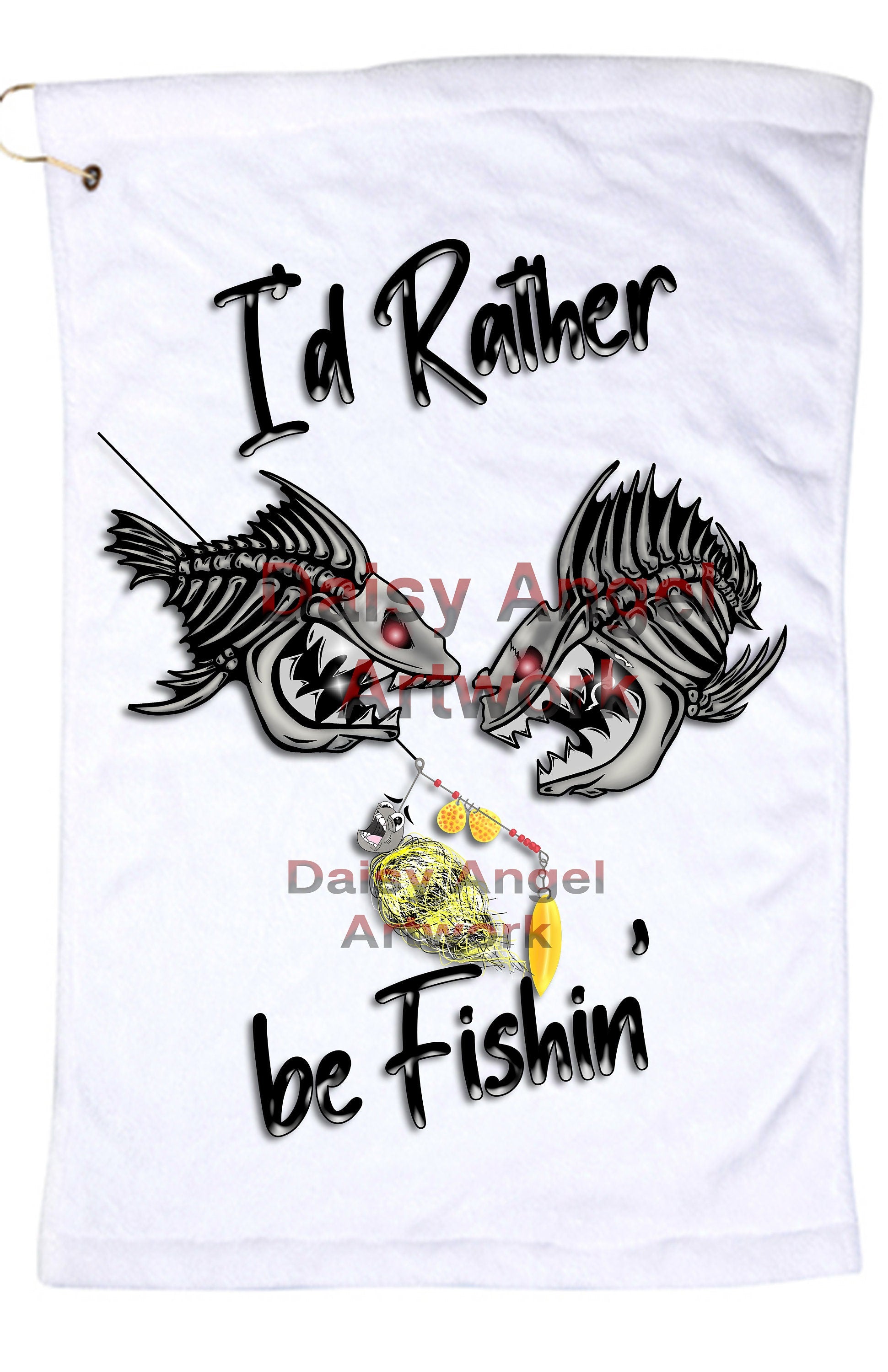 I'd Rather be Fishin' Microfiber Hand Towel w/Grommet and Hook