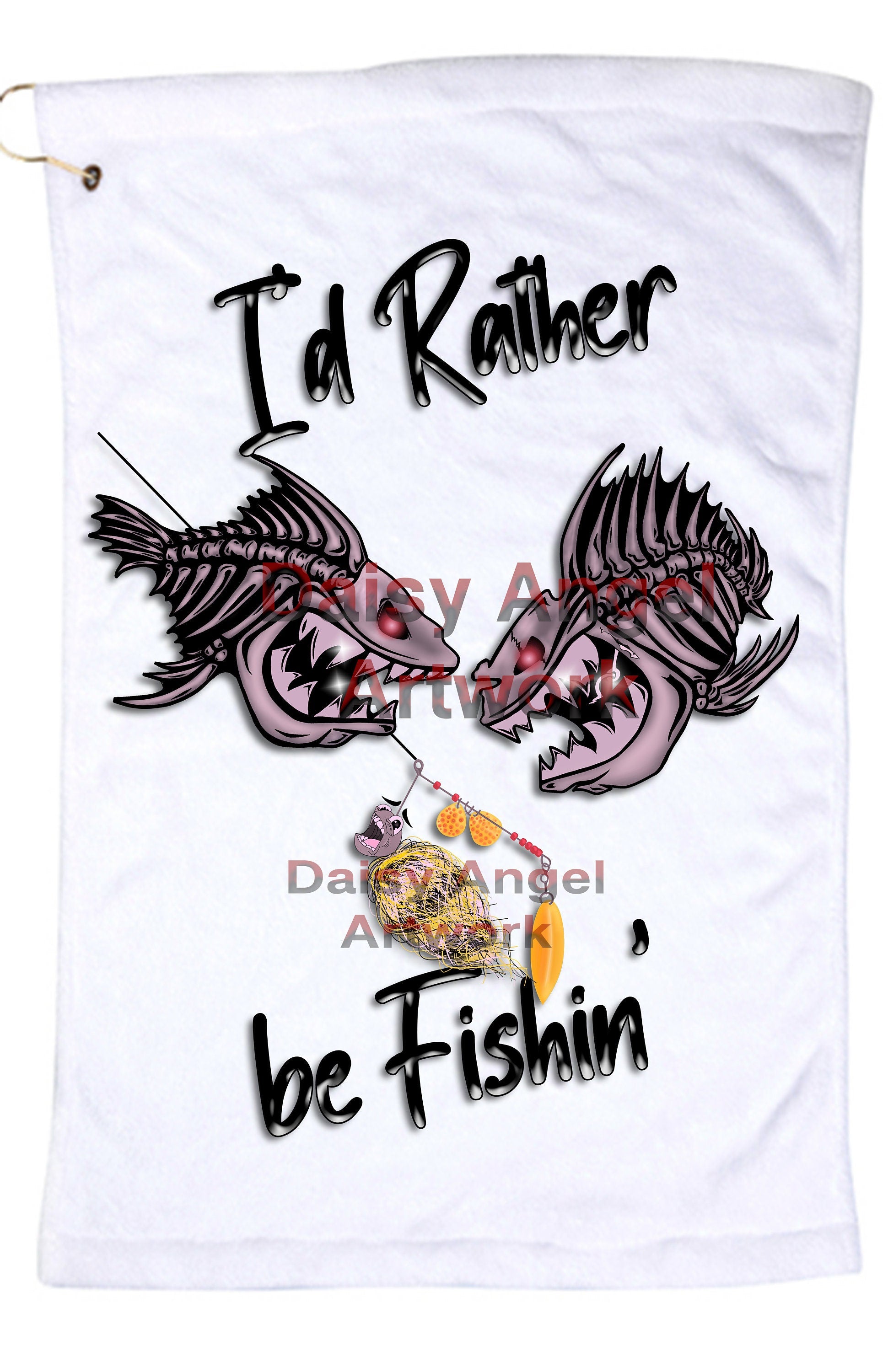 I'd Rather be Fishin' Microfiber Hand Towel w/Grommet and Hook