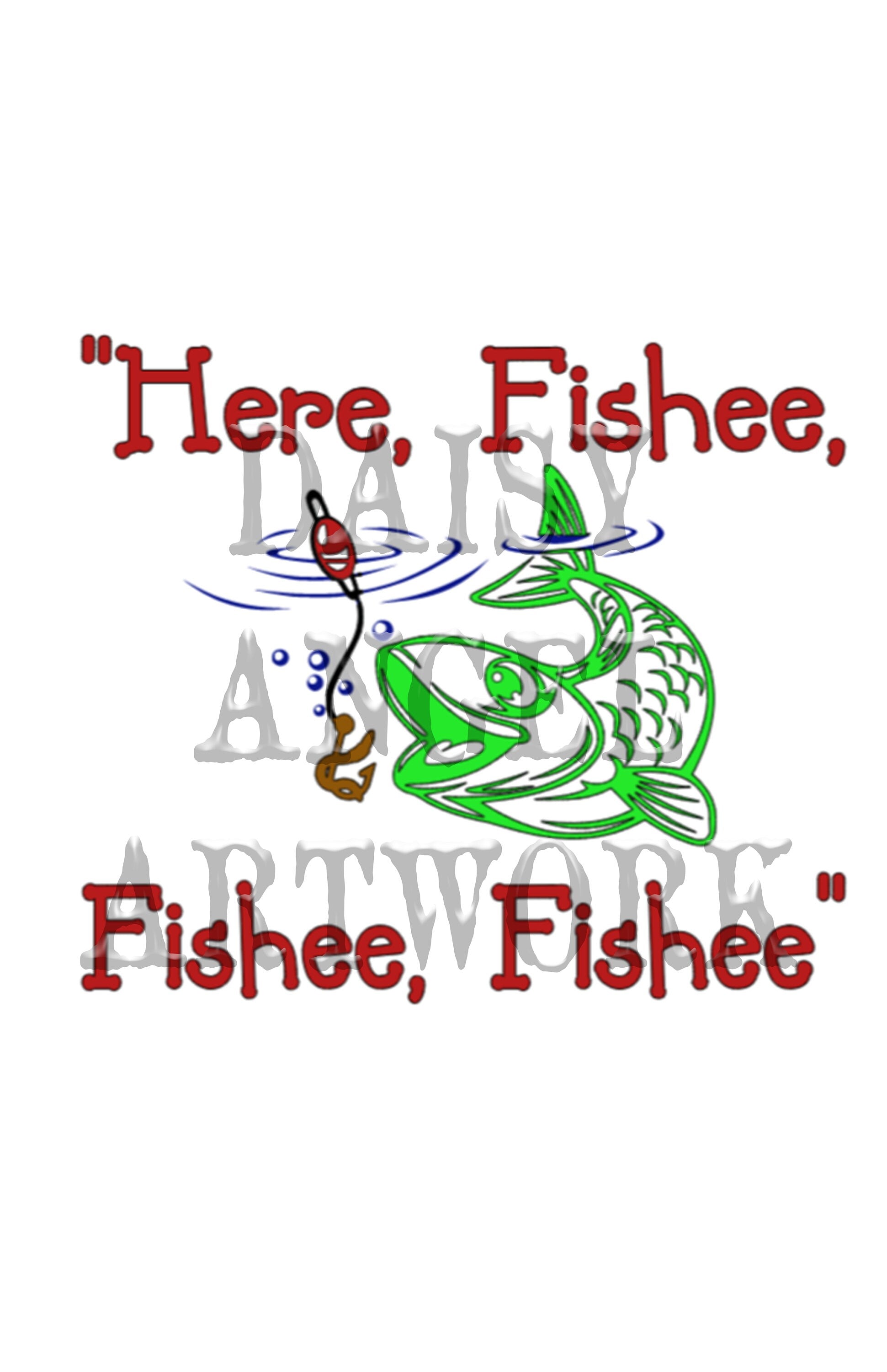 Here Fishee, Fishee, Fishee-Microfiber Hand Towel w/Grommet and Hook