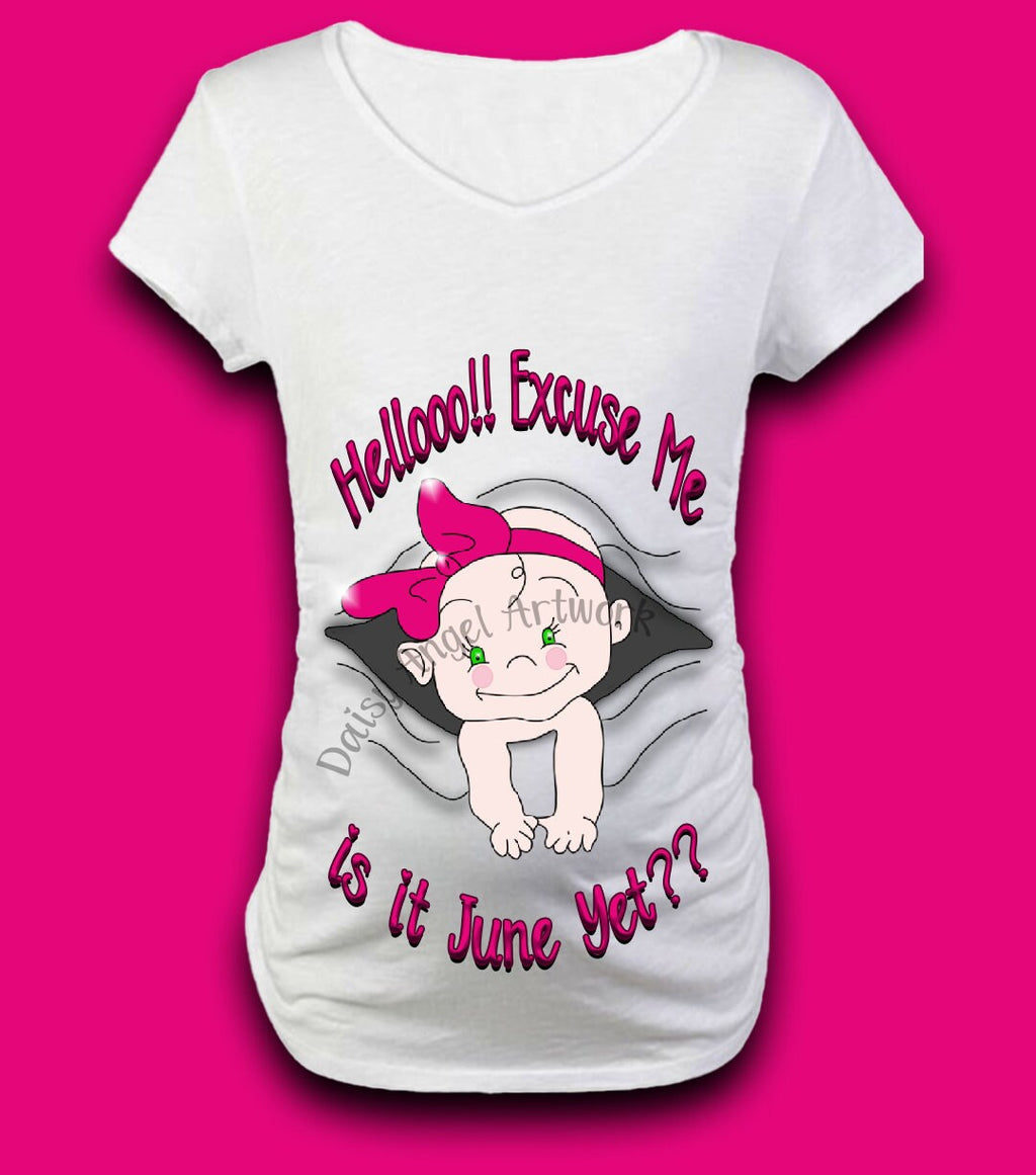 Hello Excuse Me Is it 'Month' Yet?  Baby Peeking Out of Belly T-Shirt