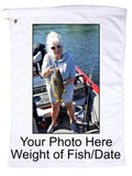 Custom Fishing Microfiber Hand Towel w/Grommet and Hook with Your Fishing Photo