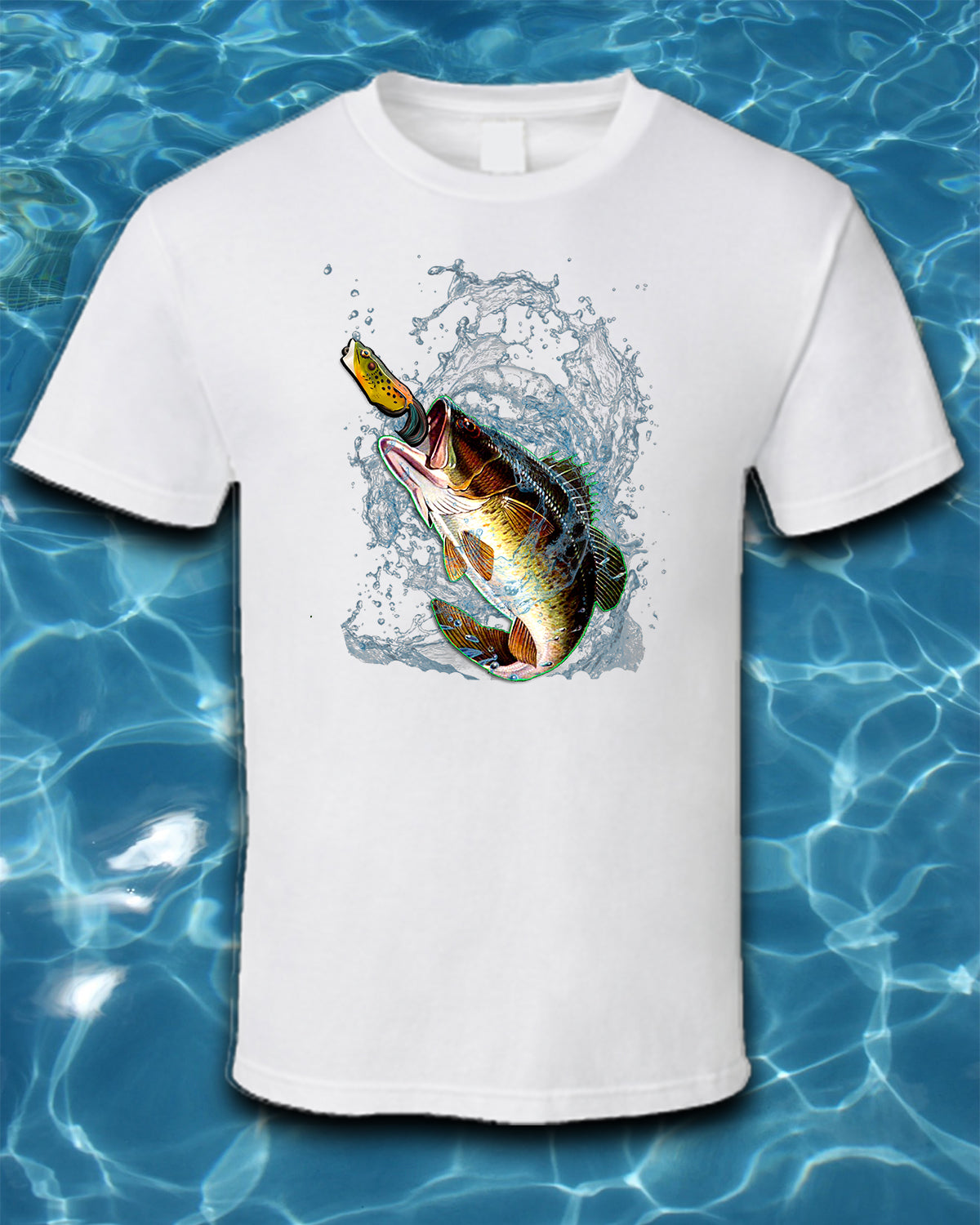 Sublimated Fishing T-Shirt-Bass Jumping for Lure