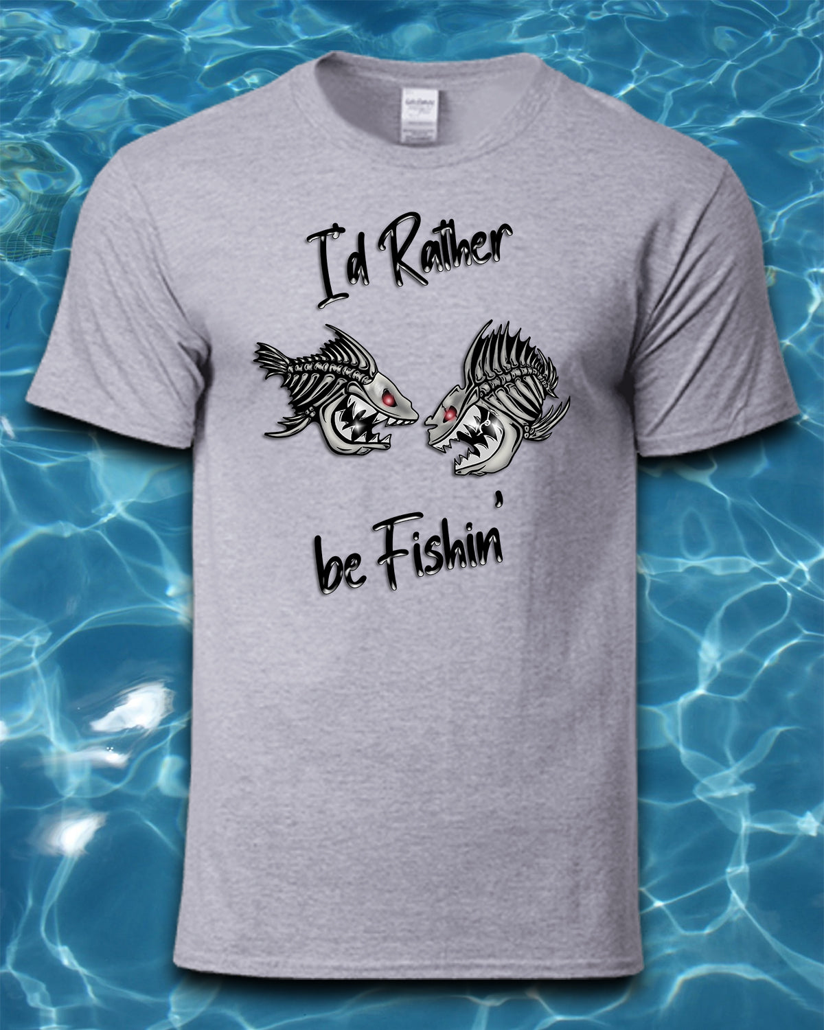 Sublimated Fishing T-Shirt-I'd Rather be Fishin'