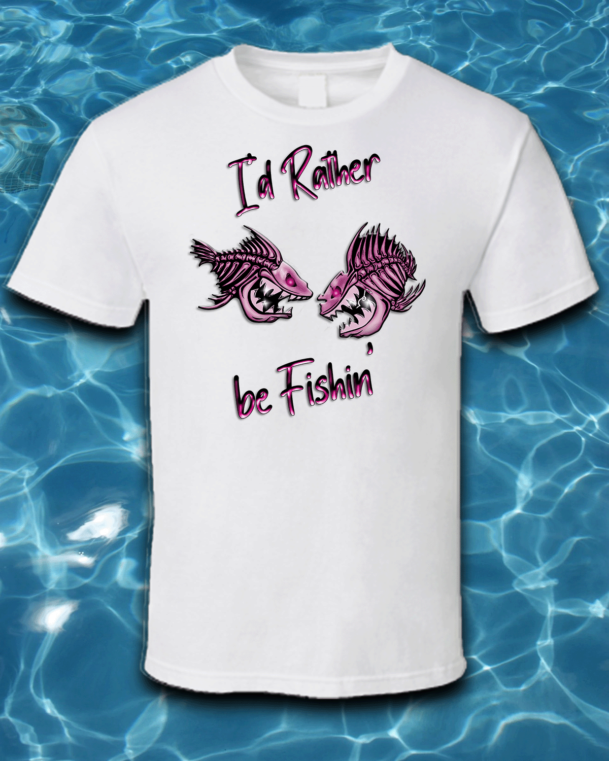 Sublimated Fishing T-Shirt-I'd Rather be Fishin'