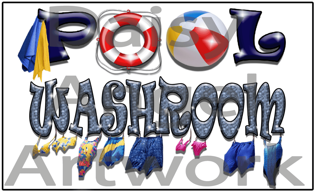 Pool Washrooms Aluminum Sign - Sublimated - Will Never Fade
