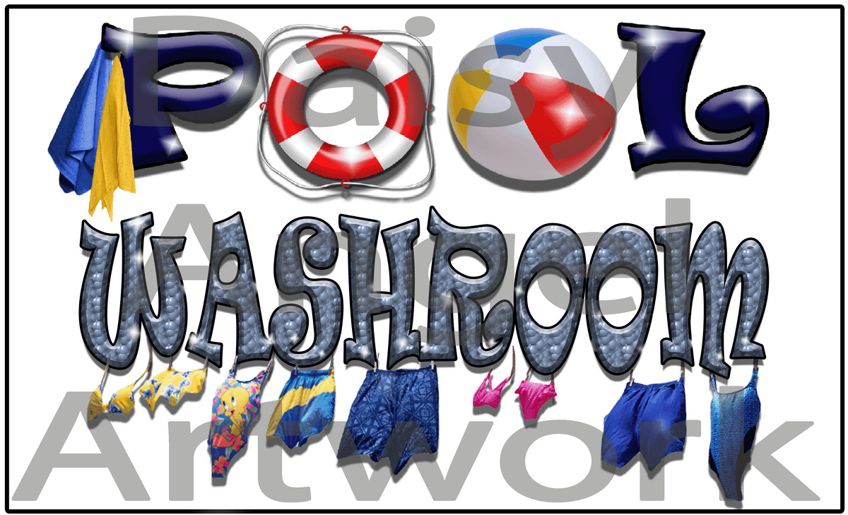 Pool Washrooms Aluminum Sign - Sublimated - Will Never Fade