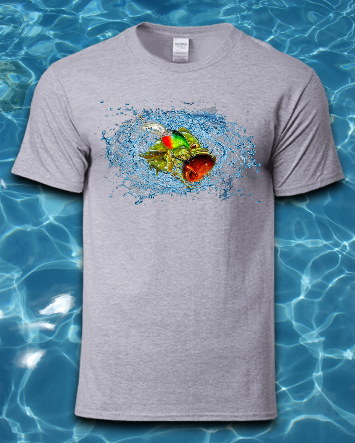 Sublimated Fishing T-Shirt-Bass in Water
