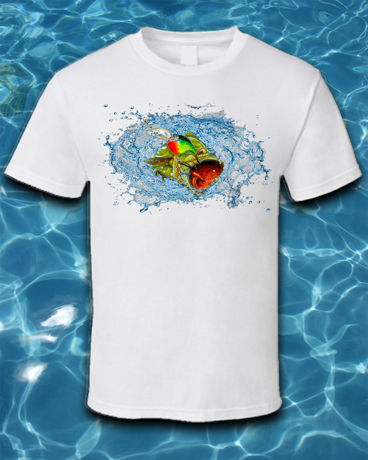Sublimated Fishing T-Shirt-Bass in Water