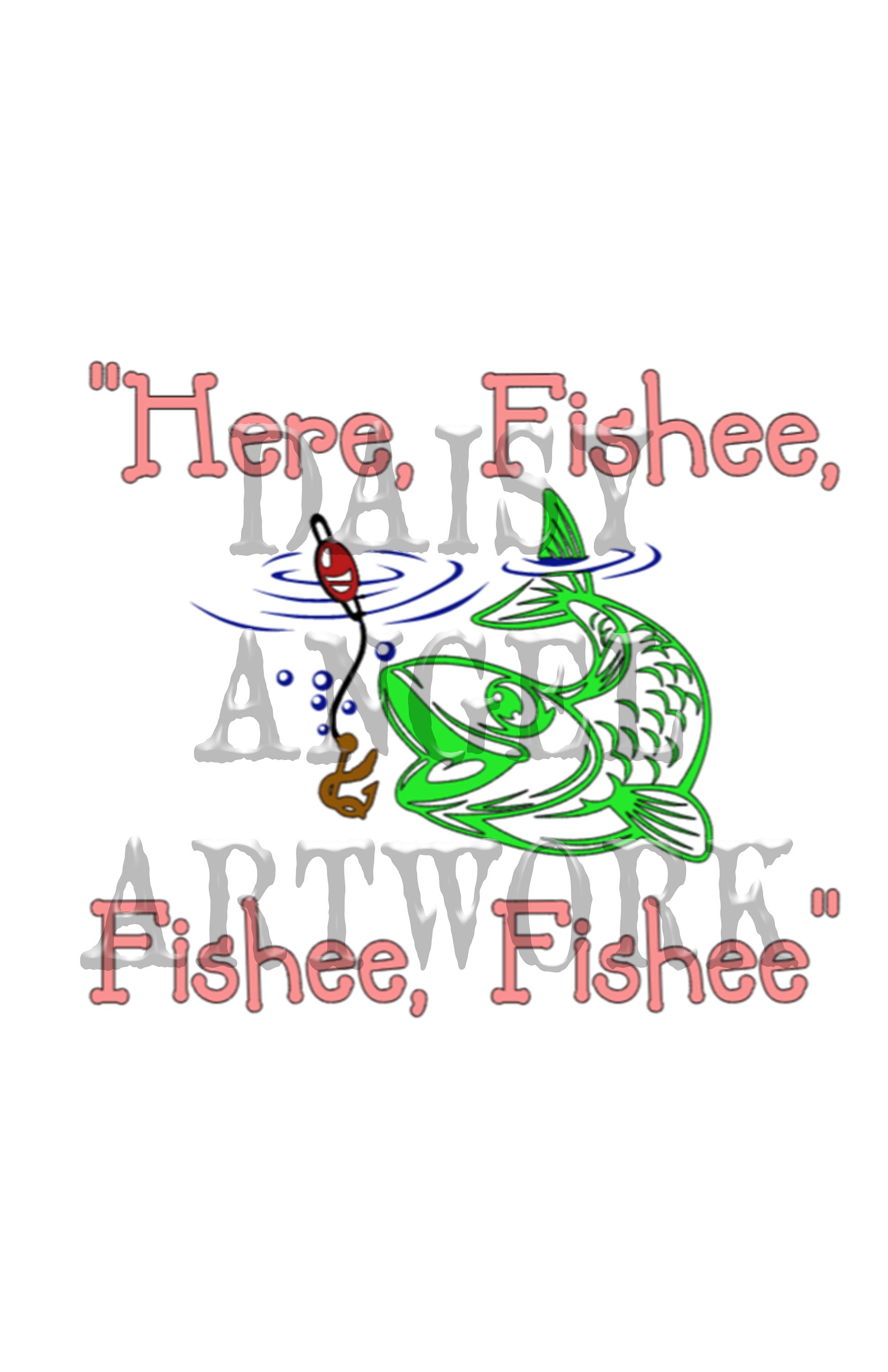 Here Fishee, Fishee, Fishee-Microfiber Hand Towel w/Grommet and Hook
