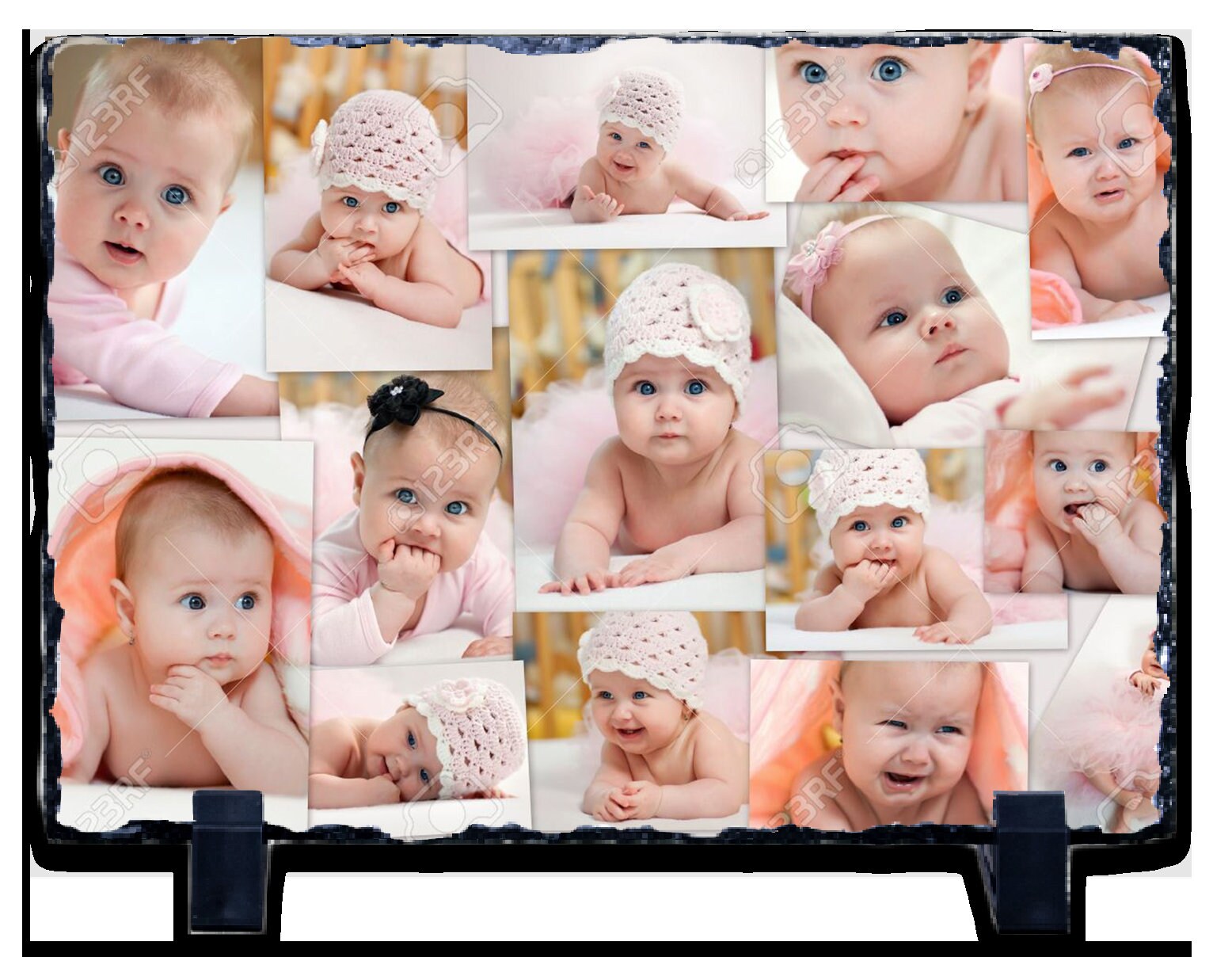 Have your Baby Photos with Name and Birth Details Permanently Sublimated onto Slate
