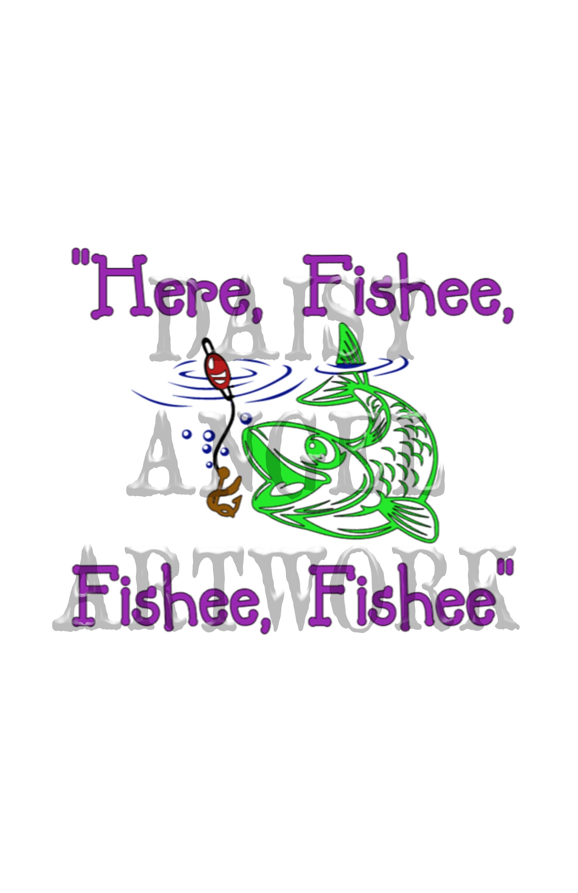 Here Fishee, Fishee, Fishee-Microfiber Hand Towel w/Grommet and Hook